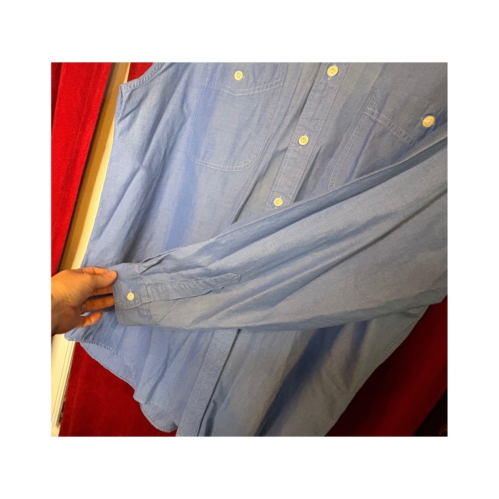 LL Bean Mens Light Blue Long Sleeve Button Down Work Shirt Two Pocket XL - Picture 4 of 4